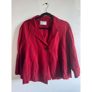DUSAN Red Linen Blazer Jacket‎ Made in Italy Size M Lagenlook Minimalist Luxury